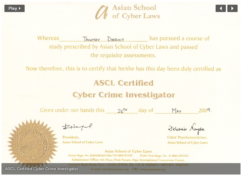 ASCL,Certified Cyber Crime Investigator,tanmaysdikshit,tanmaydixit